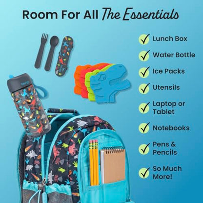 Bentgo Kids 2-in-1 Backpack & Insulated Lunch Bag with Padded Straps - color: Dinosaur, size: Kids Large
