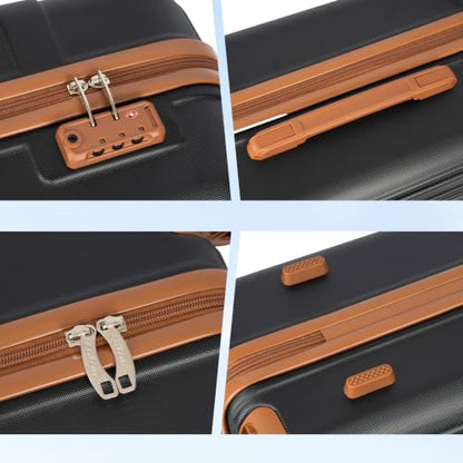 Luggage Sets 5 Pcs, Hardshell Lightweight Durable Suitcase With TSA-Lock - color: Burgundy