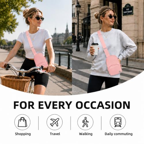 Goloni Small Sling Bag for Women Waterproof Nylon Crossbody Bag Mini Sling Backpack Lightweight Front Chest Bag for Travel Running Hiking Light Pink - color: Light Pink