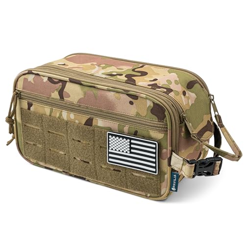 PAVILIA Tactical Toiletry Bag for Men, Water Resistant Molle Military, Camo - color: Camo, size: Large