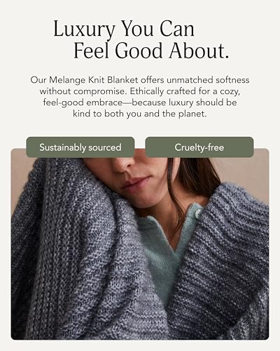 UnHide Melange Knit Blanket, Textured and Ultra-Soft Wool Throw Blanket - color: Night Owl, size: Melange Wool (60" x 80")