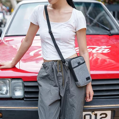 Dual Phone Pouch Neck Phone Holster Bag for 4.5-6.8 Inch iPhone Samsung - color: Double Zipper, Gray