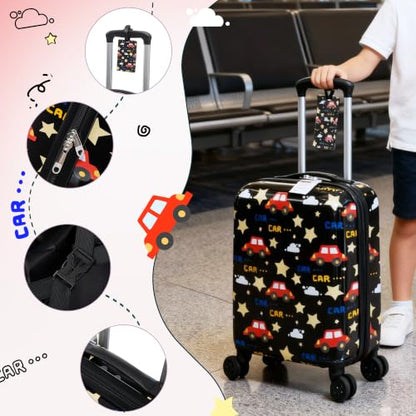16’’ Kid’s Luggage Set with Spinner Wheels, Hardside with Suitcases,6 Piece - color: Car