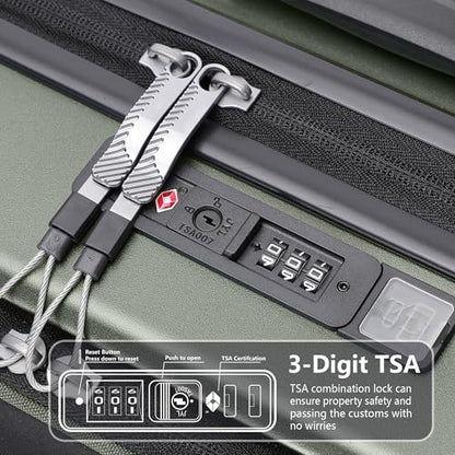 20 Inch Softside Suitcase with Spinner wheels, Carry on Luggage with & USB Port,Hybrid Soft Front & Hard Shell Large Checked Luggage with TSA Lock, Green - color: Green, size: 20 Inch