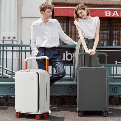 mixi 24 Inch Checked Luggage Aluminum Frame & Spinner Wheels, Smoke White - color: Smoke White, size: 24-inch