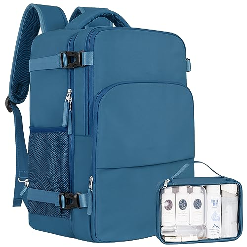 Sinaliy Travel Backpack for Men Women, Airline Approved Personal Item Bag - color: Deep Blue, size: Large