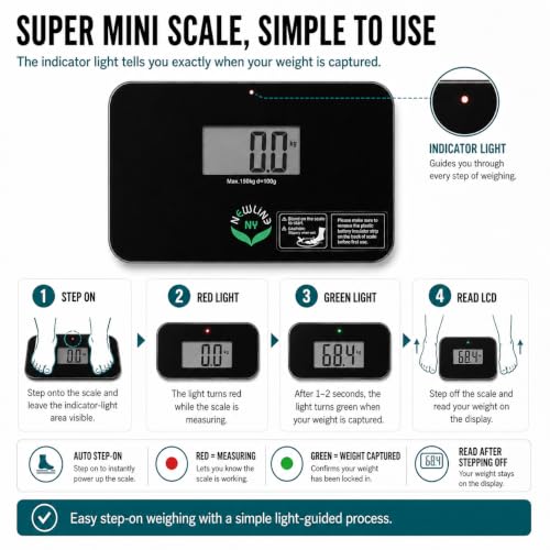 600 Super Mini Travel Bathroom Scale, 330 lb, Black - color: Black