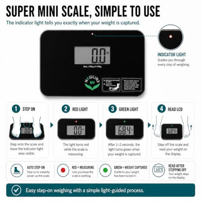 600 Super Mini Travel Bathroom Scale, 330 lb, Black - color: Black