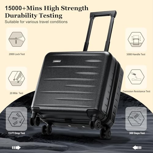 CENSIEN Expandable 16 Inch Carry On Luggage Airline Approved Small Suitcase - color: Black, size: 16 Inch EXT