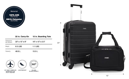 Wrangler Smart Spinner Hardside Luggage, 2 Piece Set, Black - color: Black, size: 2 Piece Set