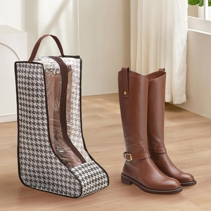 2 Pack Boot Storage Bag, Portable Dust Proof Boot Bags for Cowboy Boots - color: 2 Pack Houndstooth