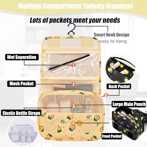 L&FY Hanging Travel Toiletry Bag For Women Travel Makeup Cosmetic Organizer Pouch Men's Dopp Kits With Handle,Hook