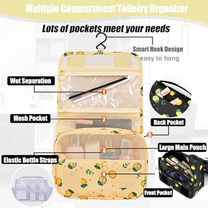 L&FY Hanging Travel Toiletry Bag For Women Travel Makeup Cosmetic Organizer Pouch Men's Dopp Kits With Handle,Hook