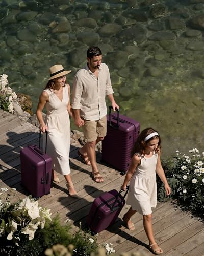 Coolife Luggage 3 Piece Set, Lightweight PC Hardside Suitcases, 20/24/28, Dark Purple - color: Dark Purple, size: 3-Piece Set (20/24/28)