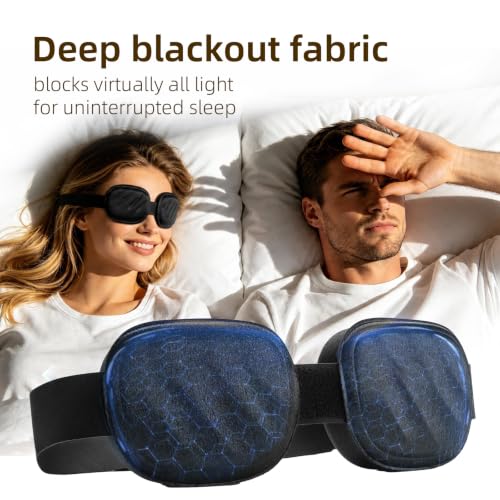 3D Contoured Sleep Mask for Women Men, 100% Blackout, Deep Cups - color: Dark Black