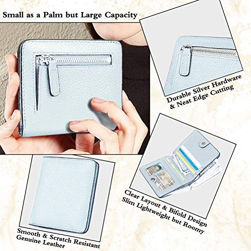 Small Leather Wallet for Women, Ladies Credit Card Holder RFID Blocking Women's Mini Bifold Pocket Purse - color: Grayish White Rfid Blocking