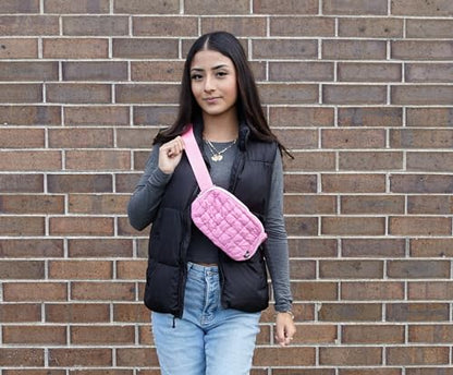 Belt Bag - Quilted Puffer - Pink - color: Quilted Puffer - Pink