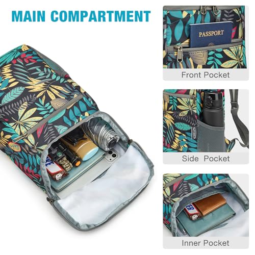 G4Free 10L Lightweight Packable Hiking Backpack, Nylon Daypack Daily Travel - color: Blue Leaf, size: Small