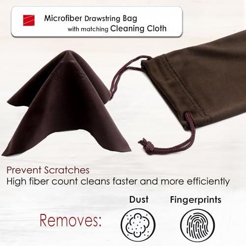 MyEyeglassCase Men's Medium Glasses Case - Classic Eyeglasses Hard Shell Holder, Elegant Easy Open Lip with Pouch and Cloth - color: As196 Tweed Brown