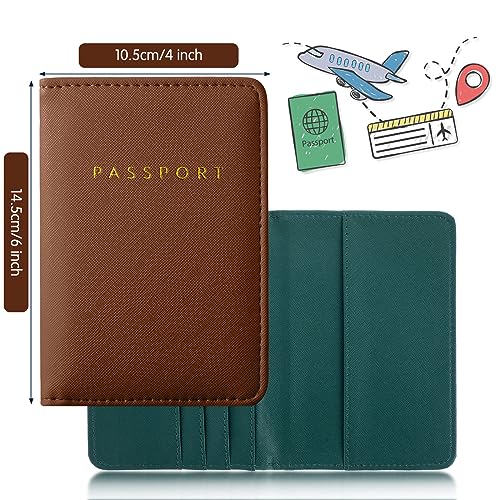 Frienda 2 Pcs Passport Holder Covers Waterproof Leather - color: Brown and Green