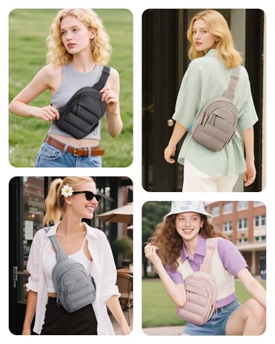 BAGSMART Small Sling Bag for Women, Puffer Crossbody Bag Hobo Handbag - color: Grape