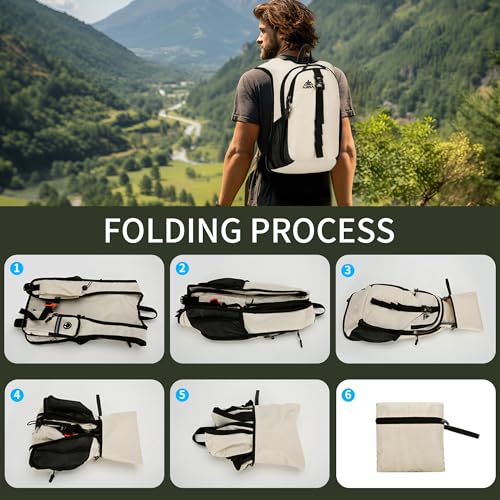 Small Hiking Backpack 18L Foldable Packable Travel Backpack with Phone Pocket Lightweight Hiking Daypack - color: 15l-black