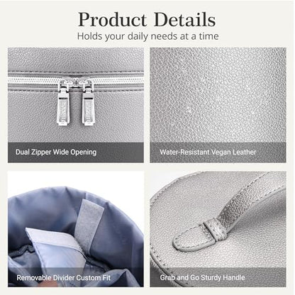 BOYATU Makeup Bag Vanity Case: Vegan Leather Cosmetic Bag for Women - color: 04 Grey