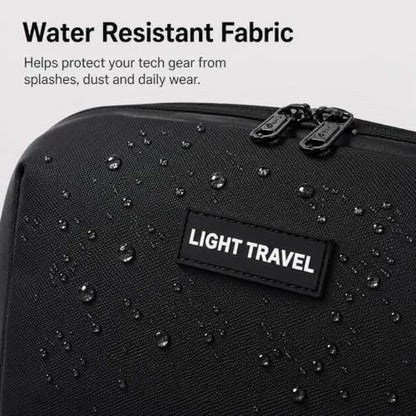 Travel Tech Organizer Bag, Water-Resistant Electronics Carrying Case, Black