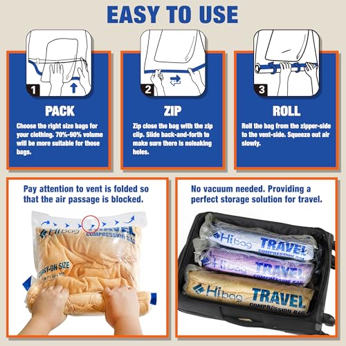 18 Compression Bags for Travel Essentials, Vacuum Packing Space Saver Bags for Cruise Accessories (18-Travel) - size: 18-Pack