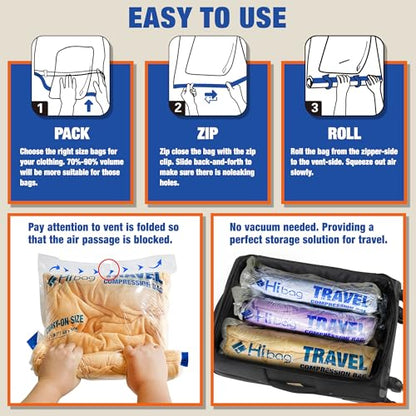 18 Compression Bags for Travel Essentials, Vacuum Packing Space Saver Bags for Cruise Accessories (18-Travel) - size: 18-Pack