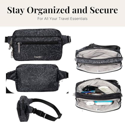Baggallini Securtex Anti-Theft Belt Bag - color: Midnight Blossom