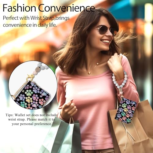 Yonlevres Credit Card Holder RFID Small Wallet Women Keychain Zipper - color: Dog Paw