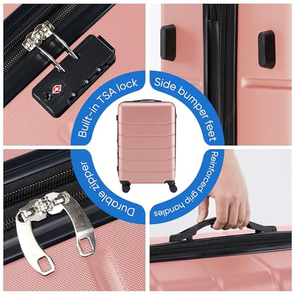 OLIXIS 20 Inch Carry-On Luggage, Hardside Suitcase with Spinner Wheels, Lightweight ABS Hard Shell Travel Luggage, TSA Approved Lock, Expandable Small Suitcase for Business & Travel–Pink - color: Pink, size: 21 IN