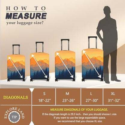 Explore Land Luggage Cover Fits 23-26 inch Case (Amber Mountains, M) - color: Amber Mountains, size: M