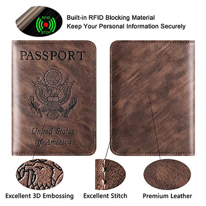 LOHASLIFE Passport Holder for Travel, Rfid Blocking Passport Cover Wallet - color: 116#Coffee