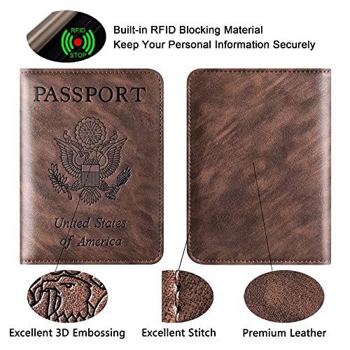 LOHASLIFE Passport Holder for Travel, Rfid Blocking Passport Cover Wallet - color: 116#Coffee