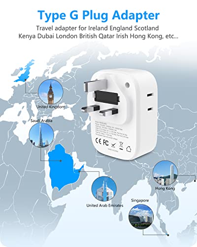LENCENT US to UK Ireland Travel Plug Adapter, Grounded Type G Adapter - style: Type G-2Pack-UK Ireland