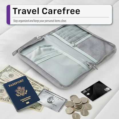 Fosmon Family Passport Holder, RFID Block Travel Document Organizer, Gray - color: Gray