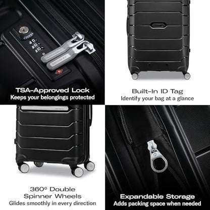 Samsonite Freeform 2-Piece Luggage Set - Carry-On & Large Checked Luggage with Dual Spinner Wheels - Durable Polypropylene Hardshell - TSA Lock, Airline-Approved - Expandable Hard Shell - Sky Blue - color: Sky Blue, size: 2-Piece Set (Carry-on/Large)
