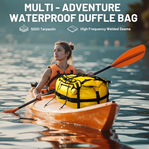 MIER Large Waterproof Duffel Bag - 60L/80L Dry Bag Backpack - color: Yellow, size: 80L