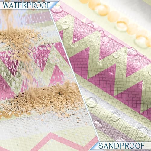 Beach Blanket Waterproof Sandproof 78''X81''/78''X110'' Large Beach Towel - color: Pink Boho, size: 78''X81"