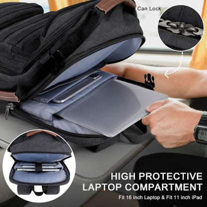 WITZMAN Travel Backpack for Men Flight Approved Fits 16" Laptop - color: Black