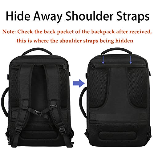 MATEIN Black Mens Travel Backpack, Expandable Carry on Backpack for Women - color: Black, size: Large