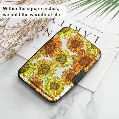 ELFISH RFID Aluminum Wallet Credit Card Protector Case Holder for Men Women - color: Sunflowers