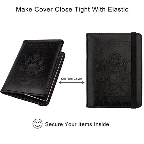 WALNEW Passport Holder for Travel, RFID Passport Wallet, Travel Essentials - color: A-Black