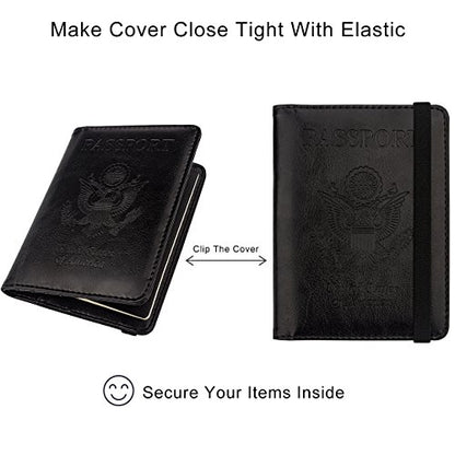 WALNEW Passport Holder for Travel, RFID Passport Wallet, Travel Essentials - color: A-Black