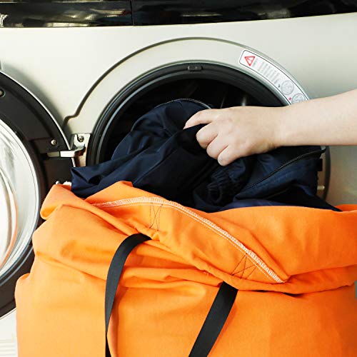 SWISSELITE Heavy Duty Laundry Bag, Large Travel Dirty Clothes Bag - color: Orange