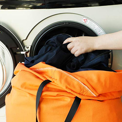 SWISSELITE Heavy Duty Laundry Bag, Large Travel Dirty Clothes Bag - color: Orange