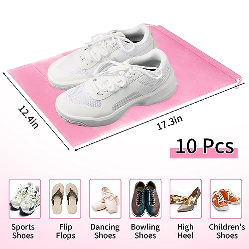 Pink Travel Shoe Bags - 10 Pcs Non-Woven Packing Bags with Clear Window - color: Pink, style: 10 Pack
