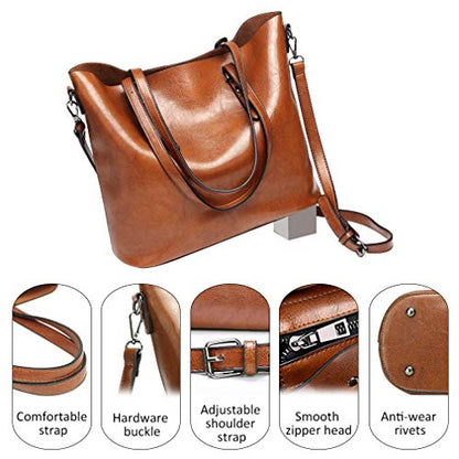 Pahajim Womens PU Leather Tote Handbag Shoulder Purse with Crossbody Strap - color: 2red
